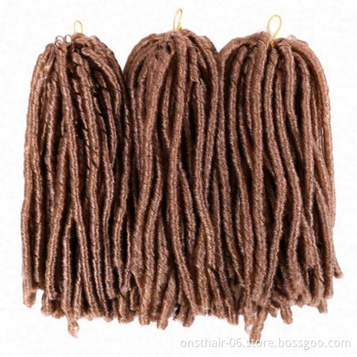 MYZYR 14Inch 15Strands Faux Locs Crochet Braids Hair Synthetic Braiding Soft Crochet Hair Extensions Burgundy Black Fiber